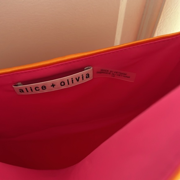 Alice + Olivia Revolve Lilita Satin Maxi Dress High Slit Strappy Neon - Picture 5 of 7